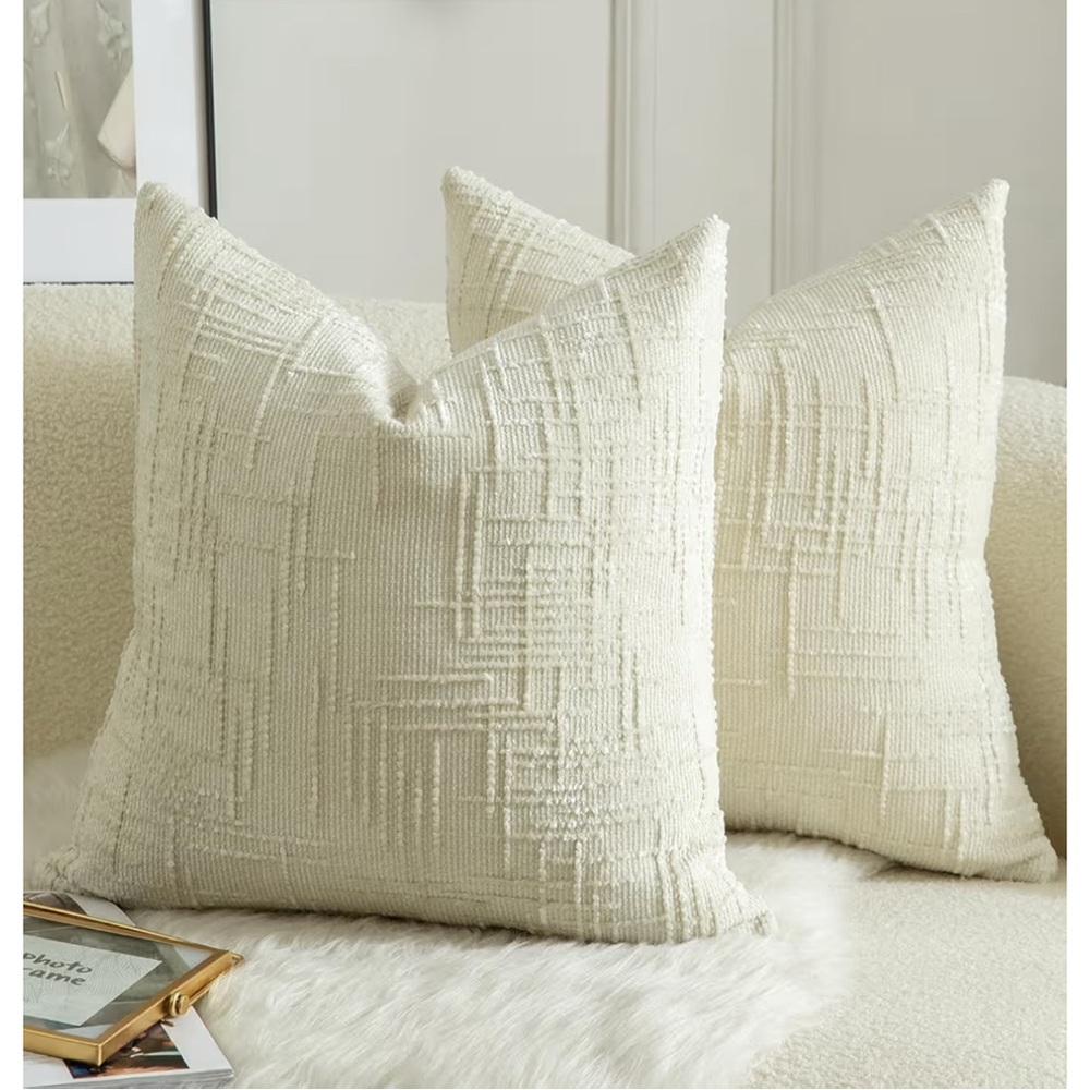 Textured Ivory Throw Pillow - Modern Home Accent